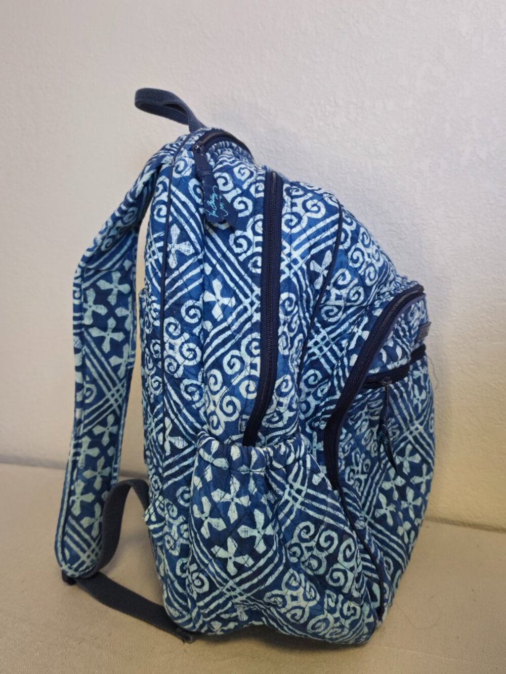 Vera Bradley Cuban Tiles Leighton Backpack Bookbag Small Travel Carry On Blue - Picture 4 of 12